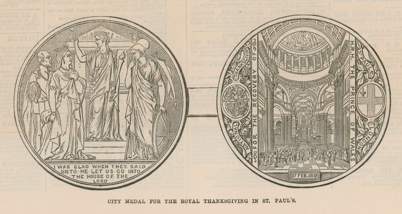 Medal miejski za Królewskie Święto Dziękczynienia w katedrze św. Pawła w Londynie autorstwa English School
