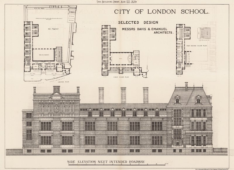 Szkoła City of London; elewacja boczna autorstwa English School