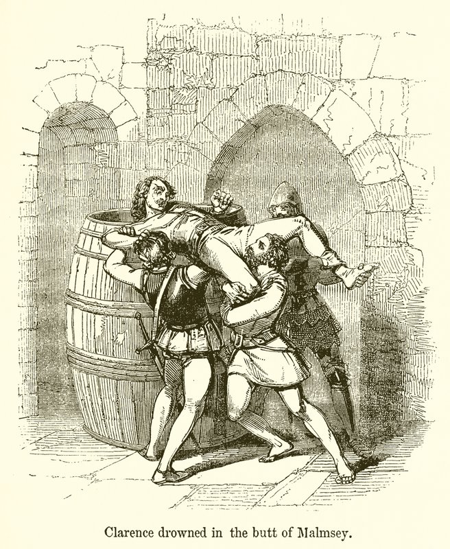 Clarence utonął w Butt of Malmsey autorstwa English School