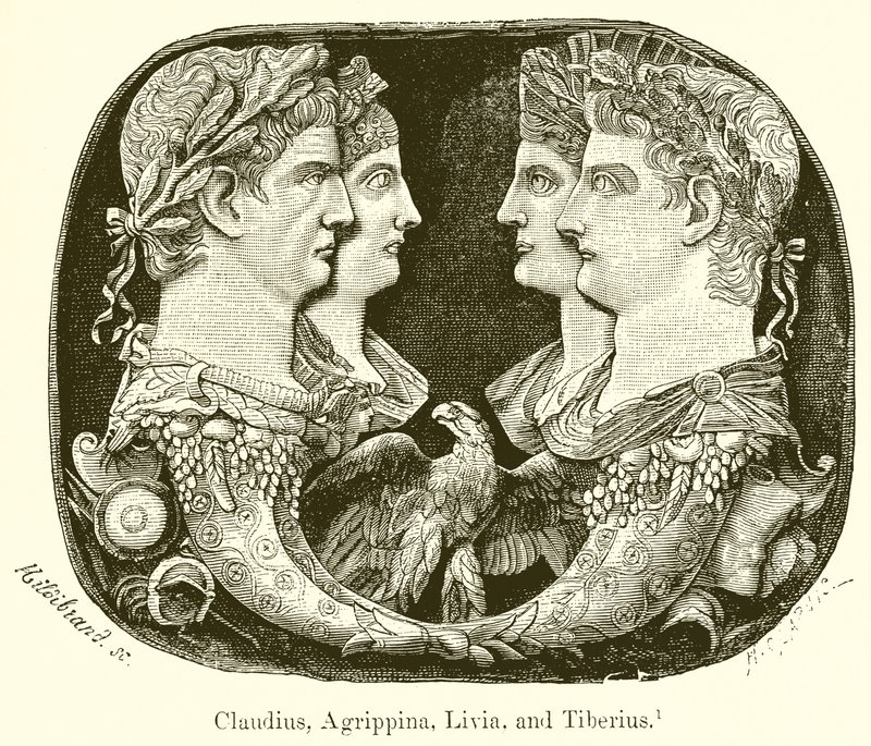 Klaudiusz, Agrypina, Liwia i Tyberiusz autorstwa English School