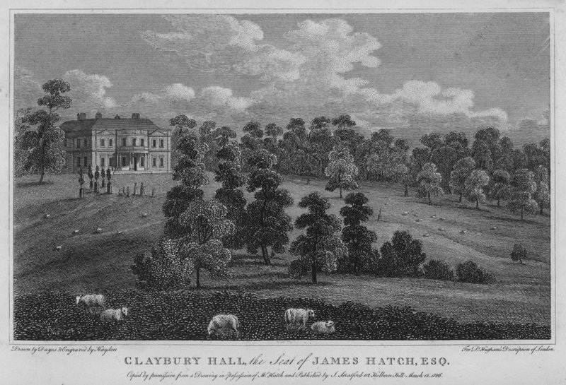 Claybury Hall, siedziba Jamesa Hatcha (rycina) autorstwa English School