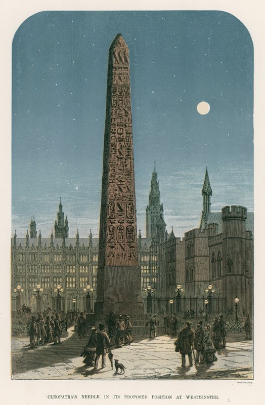 Cleopatras Needle na proponowanym stanowisku w Westminster autorstwa English School