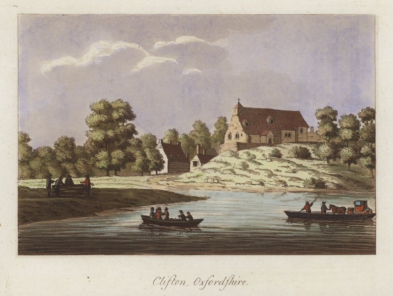 Clifton, Oxfordshire (kolorowy grawerunek) autorstwa English School