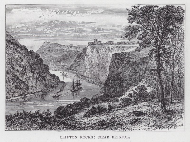 Clifton Rocks, niedaleko Bristolu (grawerowanie) autorstwa English School