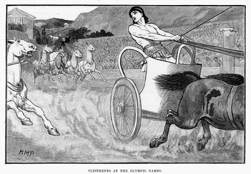 Clisthenes na igrzyskach olimpijskich, ilustracja z Cassells Illustrated Universal History autorstwa Edwarda Olliera, 1890 autorstwa English School