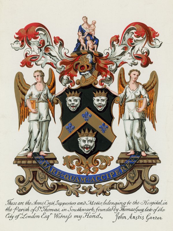 Herb szpitala w parafii św. Tomasza w Southwark autorstwa English School