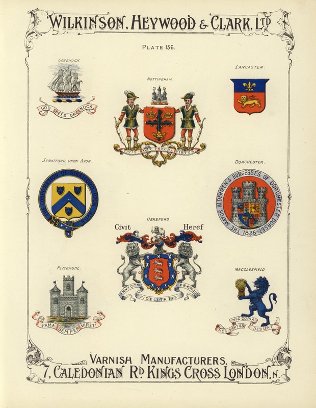 Herby brytyjskich miast (chromolitho) autorstwa English School