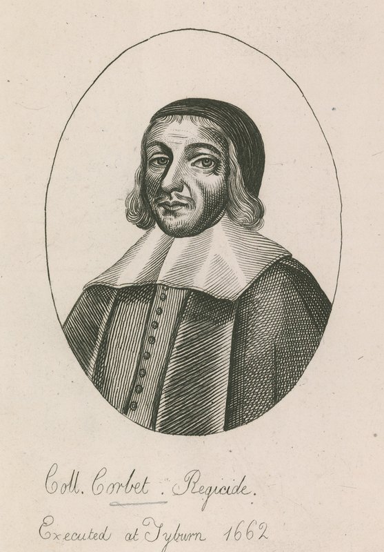 Coll Corbet, królobójstwo, stracony w Tyburn, 1662 autorstwa English School