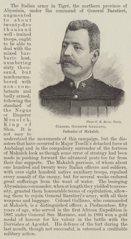 Pułkownik Giuseppe Galliano, obrońca Makaleh (grafika) autorstwa English School