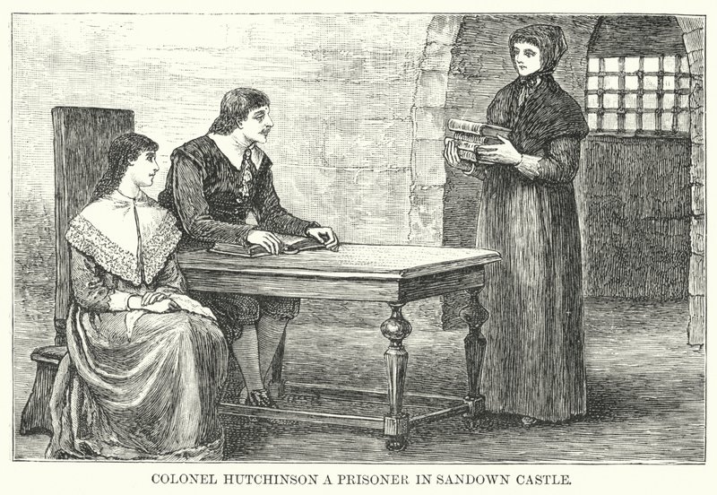 Pułkownik Hutchinson więzień w zamku Sandown (rycina) autorstwa English School
