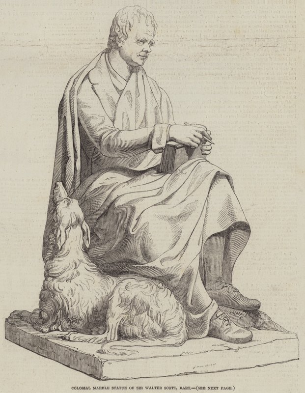 Kolosalna marmurowa statua Sir Waltera Scotta, Baroneta (rycina) autorstwa English School