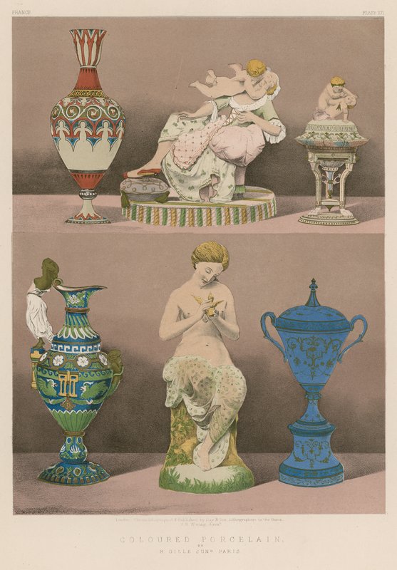 Kolorowa porcelana, M Gille Junior, Paryż autorstwa English School