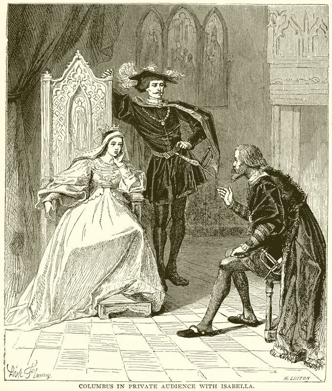 Kolumb na prywatnej publiczności z Isabella autorstwa English School