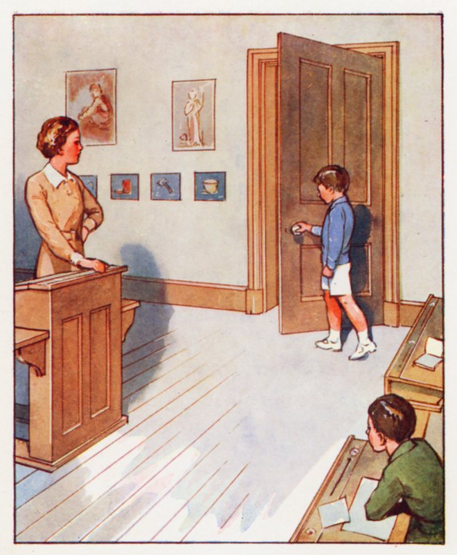 Polecenia: Podejdź do drzwi i zamknij je (kolorowa litografia) autorstwa English School