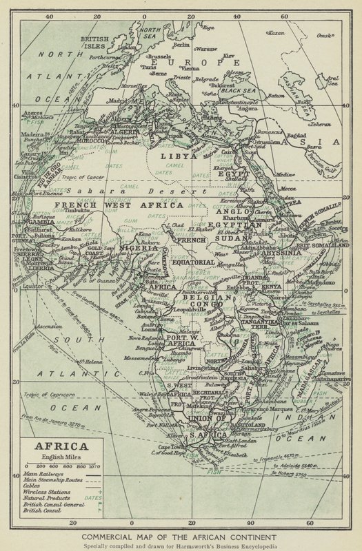 Mapa handlowa kontynentu afrykańskiego (lita) autorstwa English School