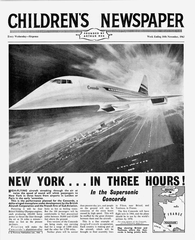 Concorde, pierwsza strona "Gazety Dziecięcej", listopad 1963 (papier gazetowy) autorstwa English School