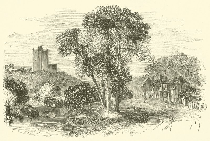 Zamek Conisbrough (lub Conisbrough) (grawerowanie) autorstwa English School