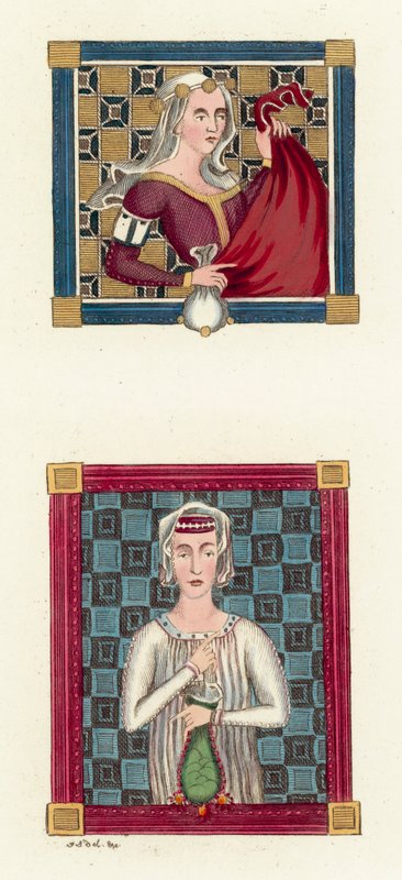 Constance Queen of Castille (kolorowy grawerunek) autorstwa English School