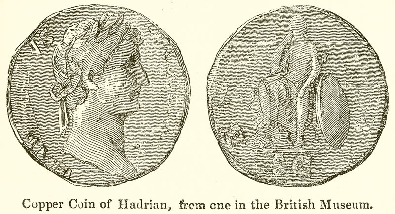 Miedziana moneta Hadriana, z jednego z British Museum autorstwa English School
