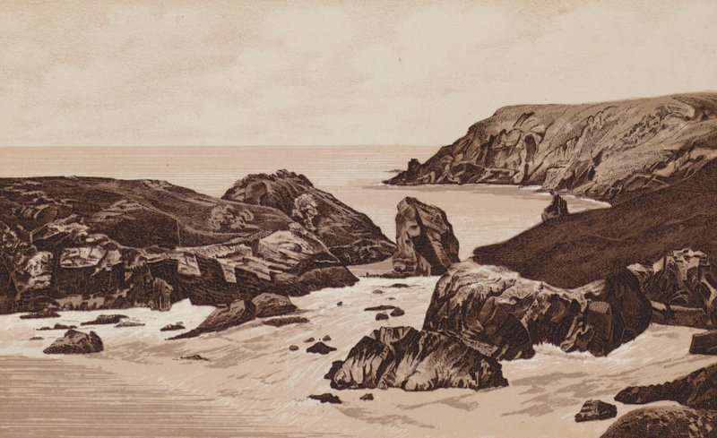 Kornwalia: Kynance Cove, Penzance (lito) autorstwa English School