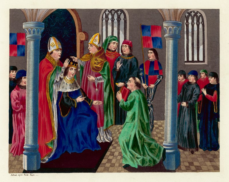 Koronacja króla Henryka IV (kolorowa grawerunek) autorstwa English School