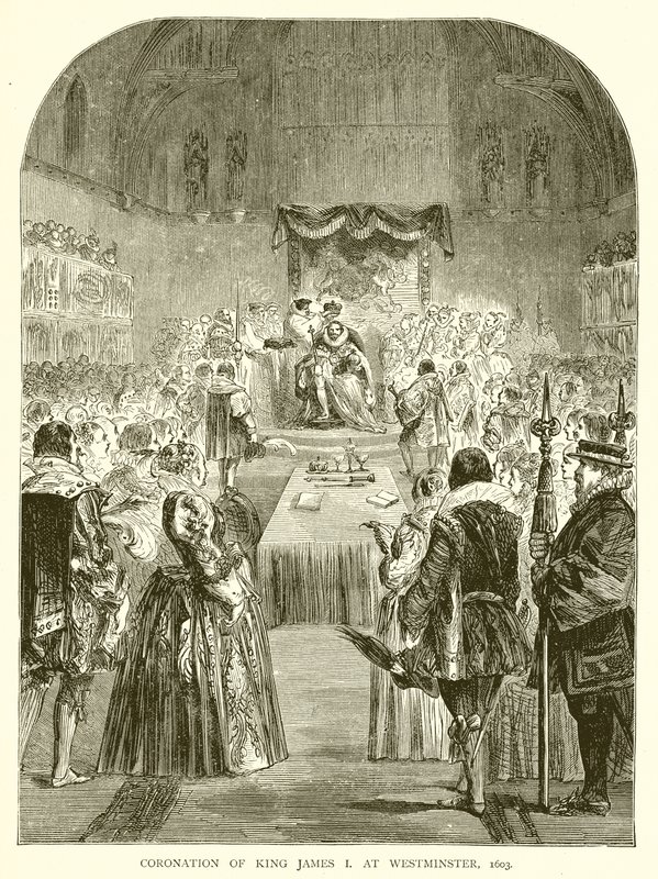 Koronacja króla Jakuba I w Westminster, 1603 autorstwa English School