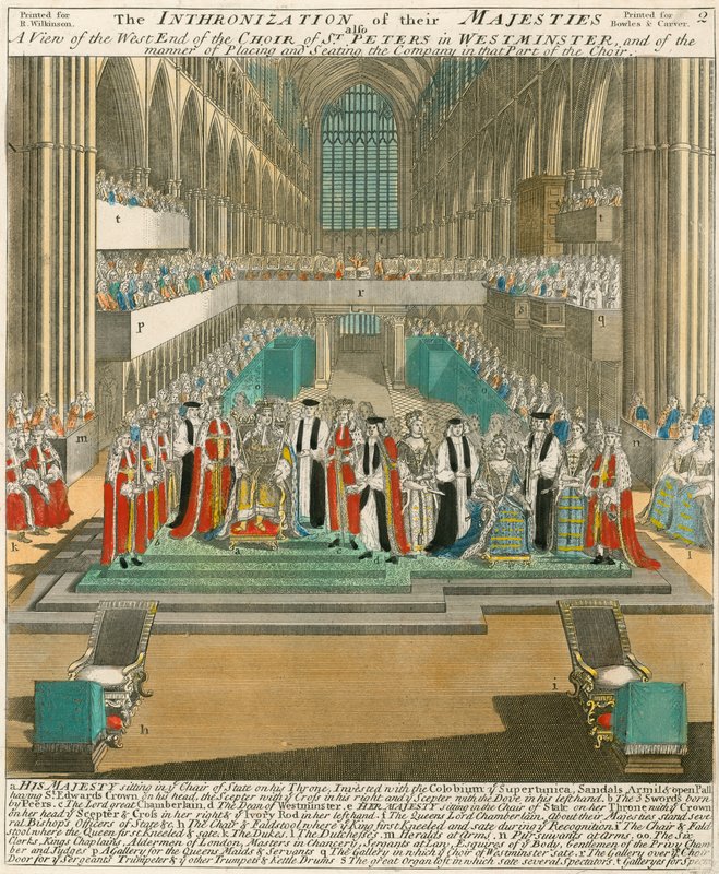 Koronacja króla Wilhelma III i królowej Marii 11 kwietnia 1689 r. autorstwa English School