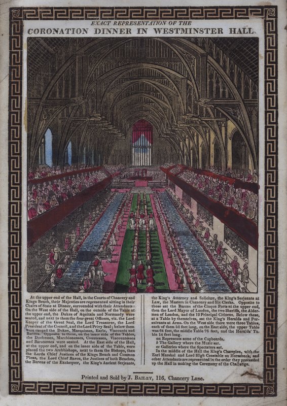 Koronacja Jego Królewskiej Mości [tj. Jerzego III] w Westminster (kolorowy drzeworyt) autorstwa English School