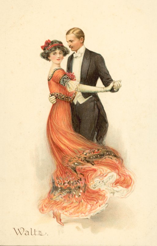 Para tańcząca walca (chromolitho) autorstwa English School