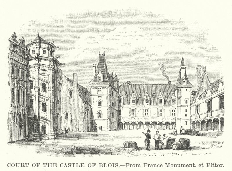 Dwór w zamku Blois (rycina) autorstwa English School