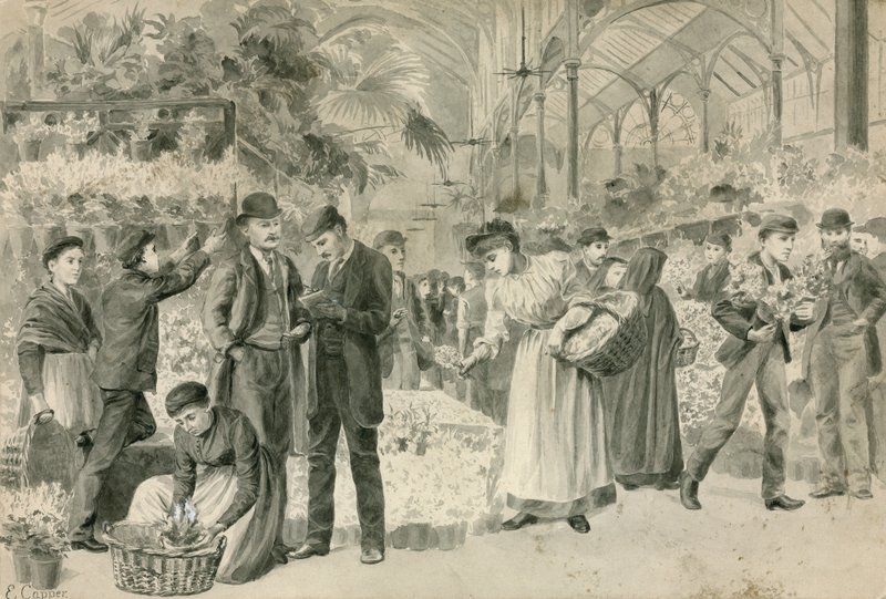 Covent Garden, Londyn (wc na papierze) autorstwa English School