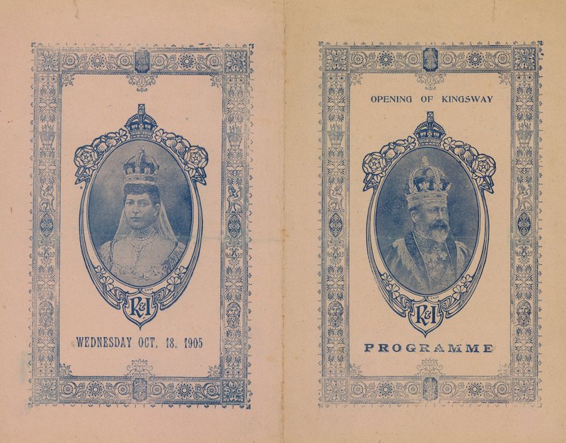 Okładka programu otwarcia Kingsway autorstwa English School