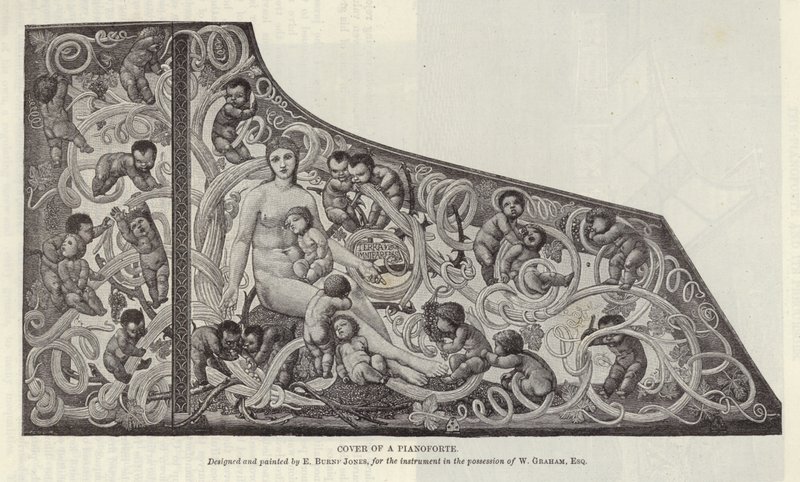 Okładka pianoforte zaprojektowana i namalowana przez Edwarda Burne-Jones autorstwa English School