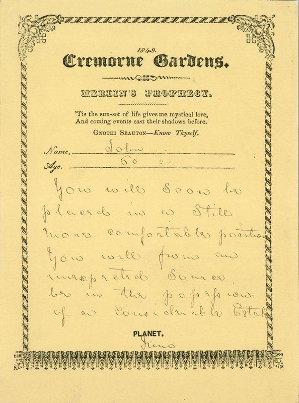 Ogrody Cremorne, Londyn: Przepowiednia Merlinsa autorstwa English School
