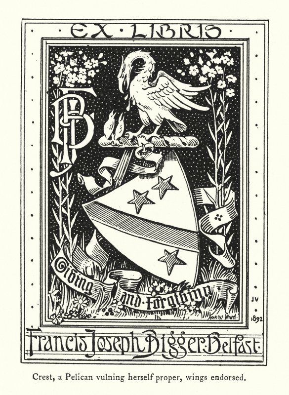 Crest, Pelikan, który sam się sromotnie, potwierdzony na skrzydłach (grawerunek) autorstwa English School