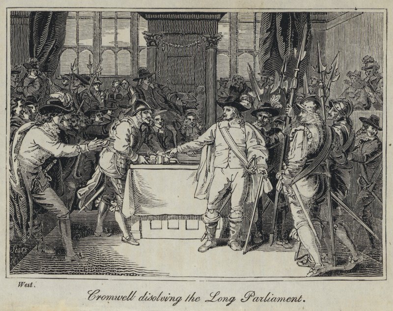 Cromwell rozwiązuje Długi Parlament (Grawerowanie) autorstwa English School