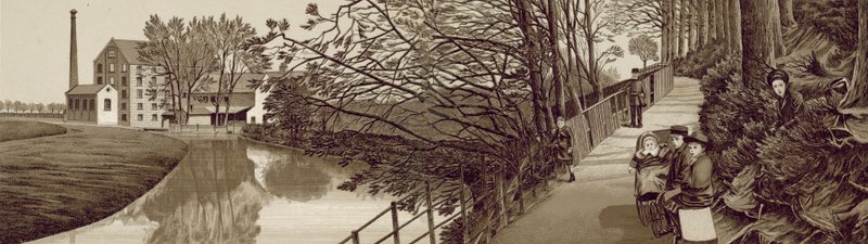 Croydon: Bridle Path do Beddington nad rzeką Wandle, Waddon Mills (lito) autorstwa English School