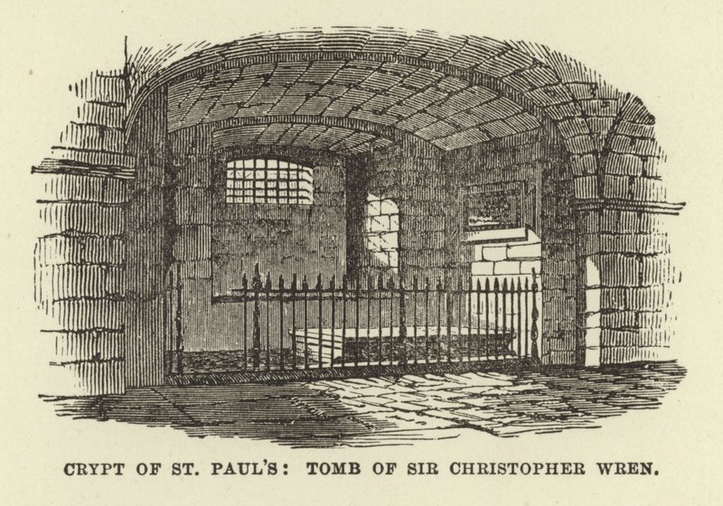 Krypta św. Pawła, grób Sir Christophera Wrena autorstwa English School