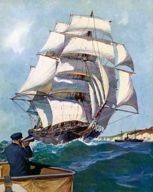 Cutty Sark, China Clipper (kolorowa litografia) autorstwa English School