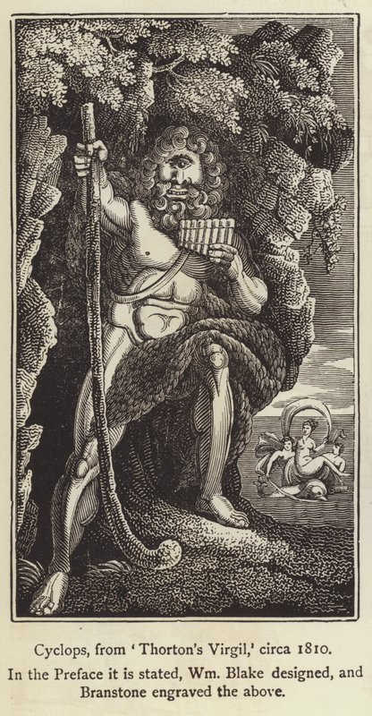 Cyklop z Wergiliusza Thorntona, ok. 1810 (rycina) autorstwa English School