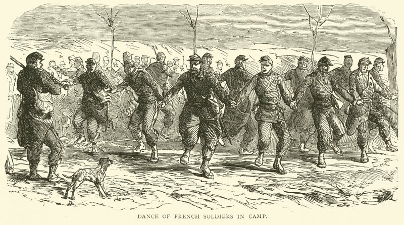 Taniec żołnierzy francuskich w obozie, listopad 1870 autorstwa English School