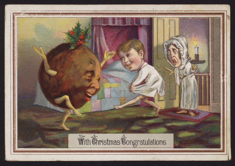 Tańczący świąteczny pudding (chromolitho) autorstwa English School