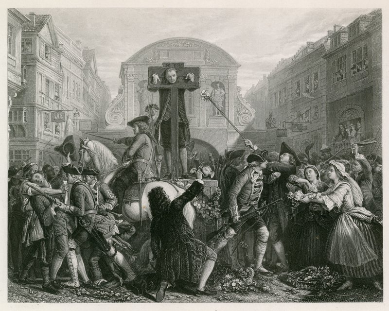 Daniel Defoe pod pręgierzem autorstwa English School