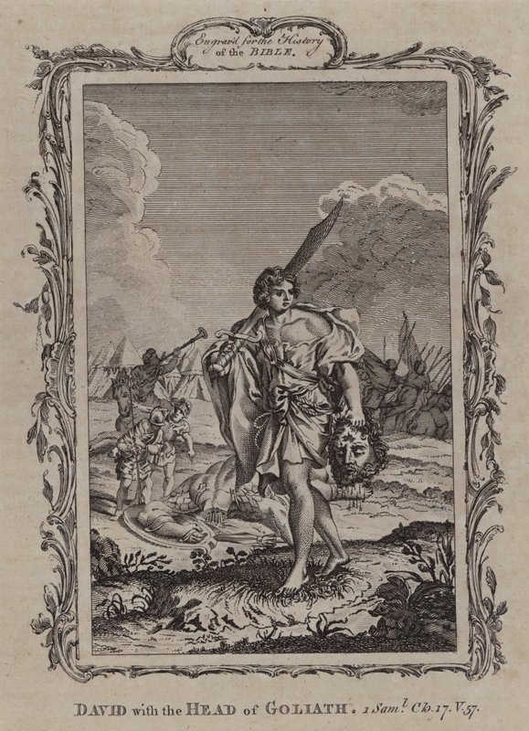 Dawid z głową Goliata (rycina) autorstwa English School