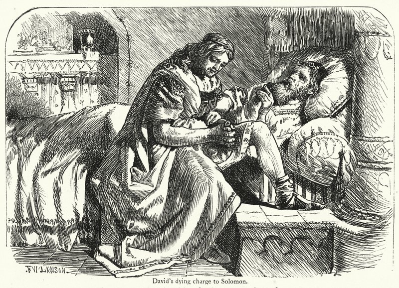 Śmiertelna prośba Dawida skierowana do Salomona (grawerunek) autorstwa English School