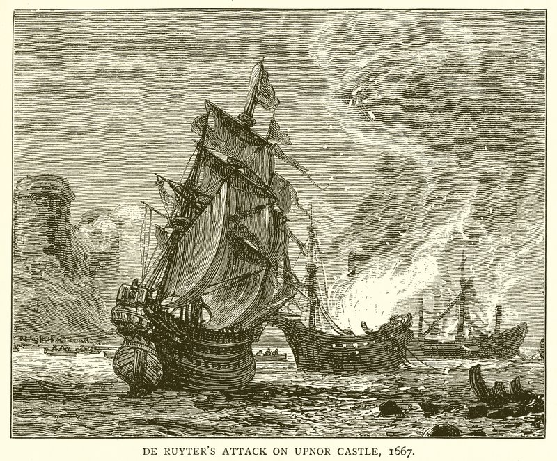 Atak De Ruytersa na zamek Upnor, 1667 autorstwa English School