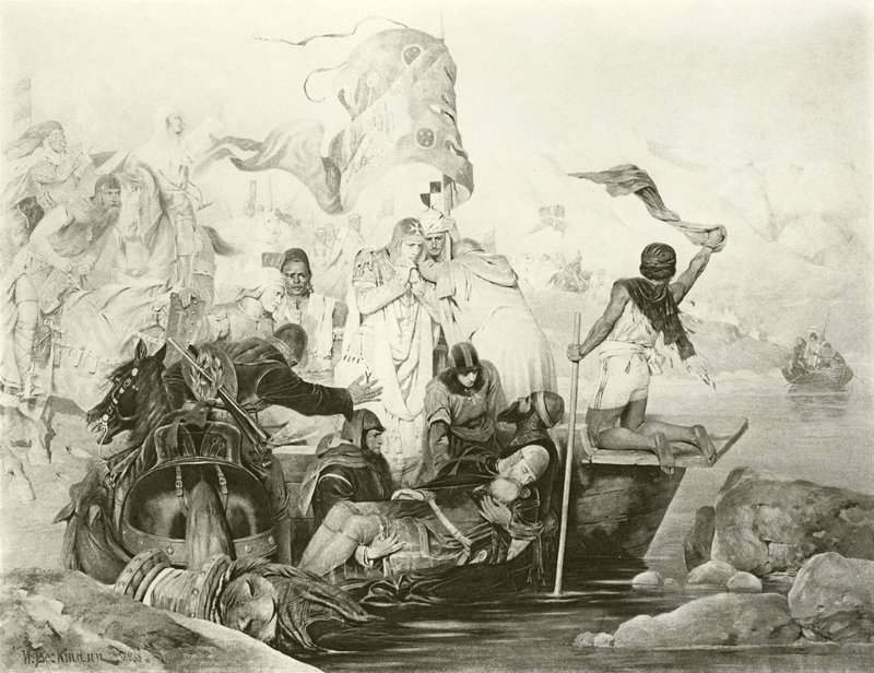 Śmierć Barbarossy (grawiura) autorstwa English School