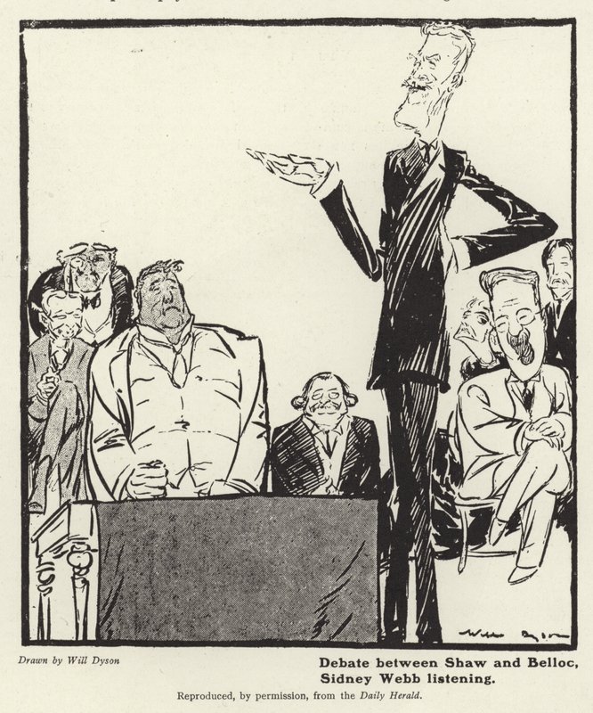 Debata między Georgem Bernardem Shawem a Hillaire Belloc autorstwa English School