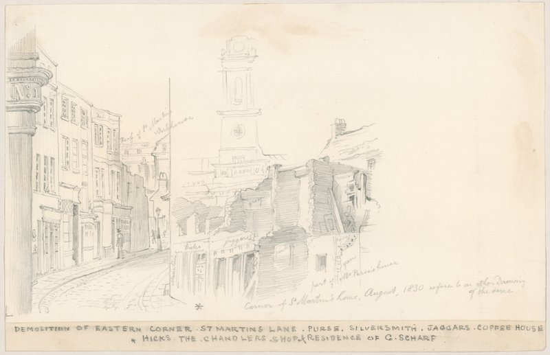 Rozbiórka Eastern Corner, St Martins Lane, Londyn autorstwa English School