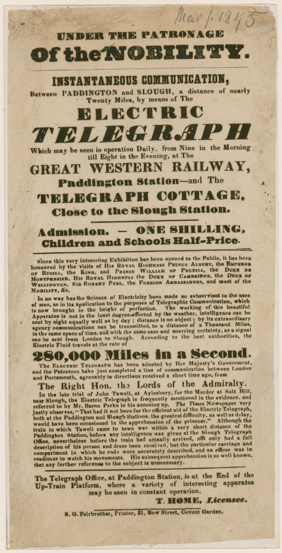 Demonstracja Telegrafu Elektrycznego, 1845 autorstwa English School